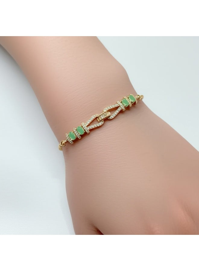 Pretty Precious Adjustable American Diamond Chain Bracelet for Women and Girls | Elegant Gold and Rhodium Plated Jewellery - Image 4
