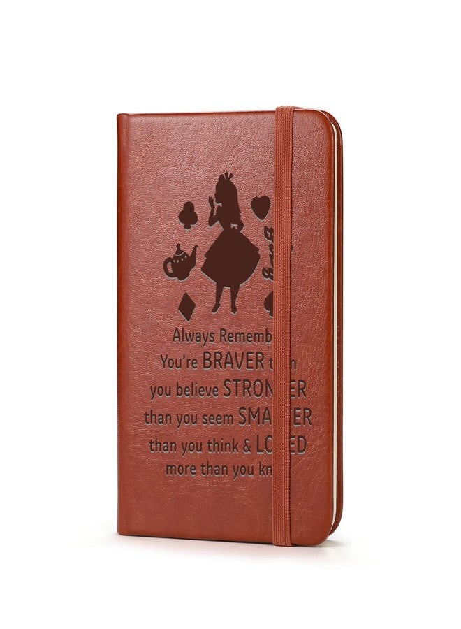 JOHSBYD Alice in Wonderland Leather Notebook Always Remember You’re Braver Than You Believe Leather Notebook Alice Fans Gift Birthday Gifts Graduation Christmas Gifts for Her Friends (A7 Always Remember) - Image 1