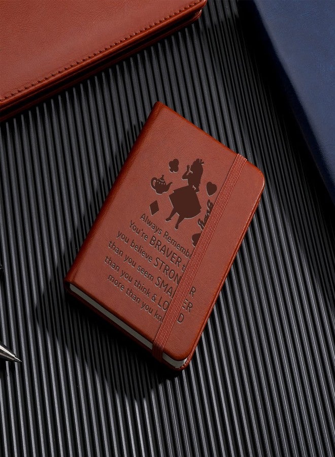 JOHSBYD Alice in Wonderland Leather Notebook Always Remember You’re Braver Than You Believe Leather Notebook Alice Fans Gift Birthday Gifts Graduation Christmas Gifts for Her Friends (A7 Always Remember) - Image 3