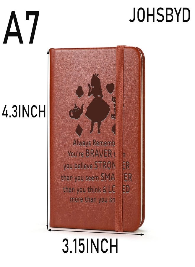 JOHSBYD Alice in Wonderland Leather Notebook Always Remember You’re Braver Than You Believe Leather Notebook Alice Fans Gift Birthday Gifts Graduation Christmas Gifts for Her Friends (A7 Always Remember) - Image 2