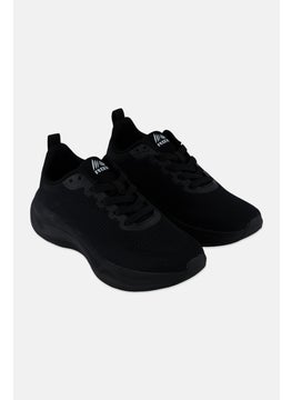 Women Lace Up Running Shoes, Black