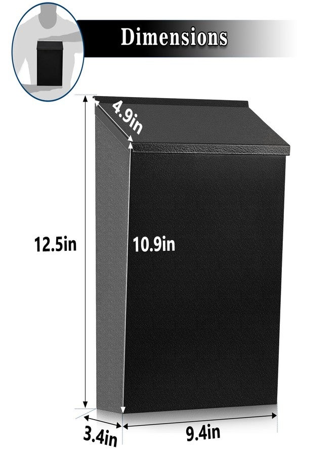 KYODOLED Convenient and Durable Wall Mount Mailbox for Outside, Easy Installation, Ample Storage Space to Accommodate Standard-Sized Letter, Magazine, Check, Black, Drop Box for Home or Apartment - Image 2