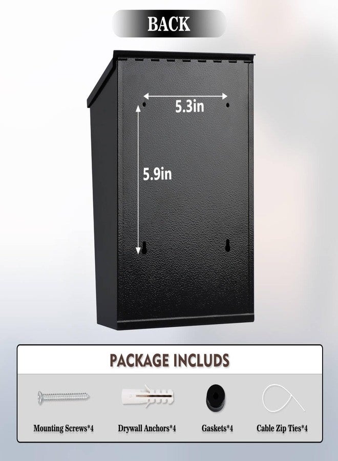 KYODOLED Convenient and Durable Wall Mount Mailbox for Outside, Easy Installation, Ample Storage Space to Accommodate Standard-Sized Letter, Magazine, Check, Black, Drop Box for Home or Apartment - Image 3