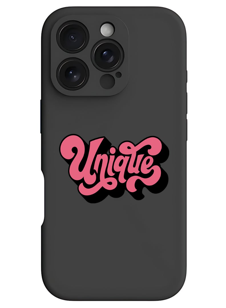 Theodor iPhone 16 Pro Max Black Protective Slim Fit Case Liquid Silicone Cover with Full Body Protection Anti-Scratch Shockproof Case For iPhone - Unique-01 - Image 1