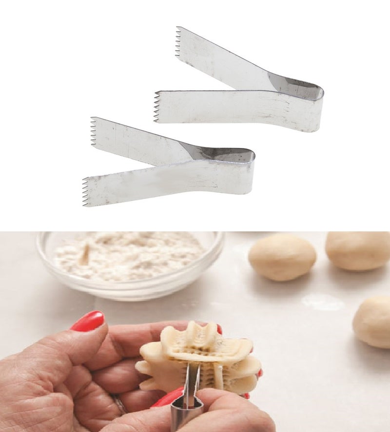 Tredoni 2pcs | 2.4" Pastry Tongs - Maamul Cookie Maker & Service - Dough Scraper Press, Stainless Steel - Image 2