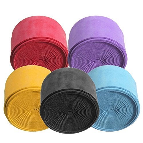 Onwon Absorb Moisture & Anti-slip Overgrip Tennis Racquet Racket Grip Overgrip PU soft Tape for tennis and badminton racket bike bar 5 Pcs (Black, Blue, Purple, Yellow, Red) - Image 3