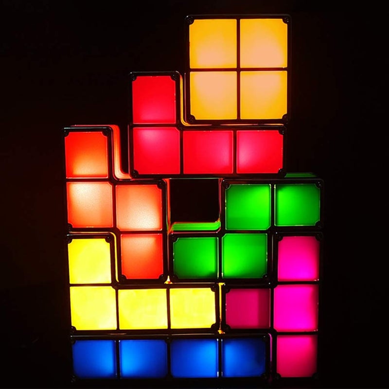 Bitopbi 7 PCS Stackable Night Light 3D Puzzles Toy 7 Colors Magic Blocks Induction Interlocking LED Novelty Desk Lamp Lighting DIY for Teens and Adults Home Deco Great Gift for Birthday - Image 2
