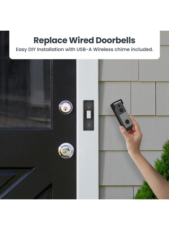 Feit Electric Smart Wireless Doorbell w/Dual-Lens 1080p HD Camera, 24/7 Local Recording, Night Vision, Voice Assistant, AI Detection for People & Packages, Includes Wireless Chime, CAM2/DOOR/WIFI/BAT - Image 2