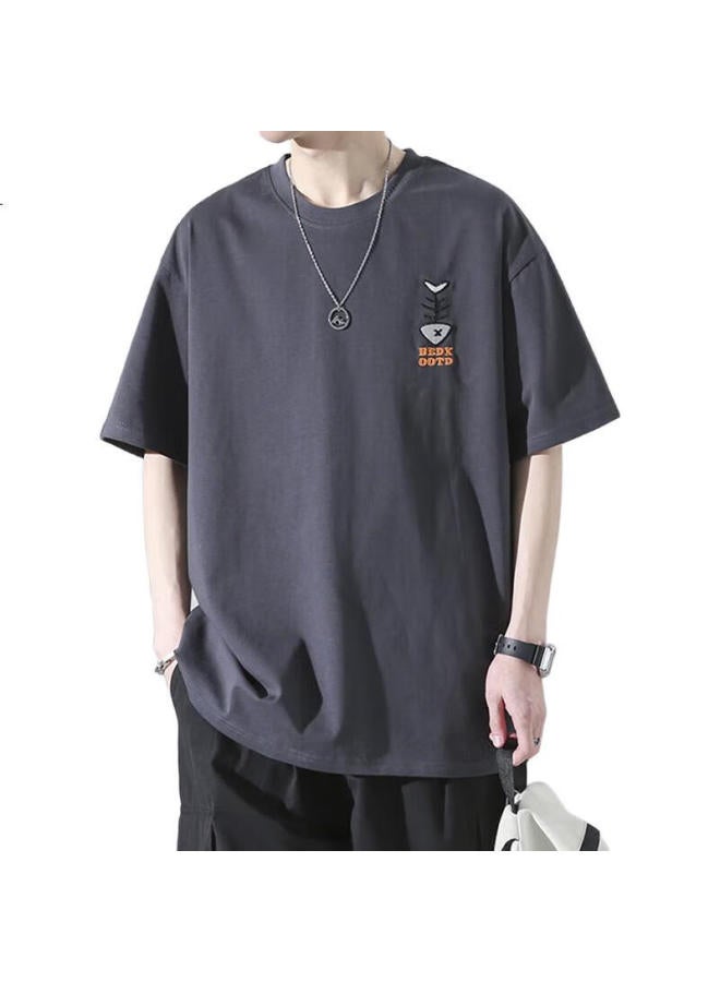 PLAYBOY Men'S Short Sleeve T-Shirt, Pure Cotton High-End Half Sleeve Summer Fashion Brand Top, Loose Fit Heavyweight Undershirt With Round Neck - Image 3