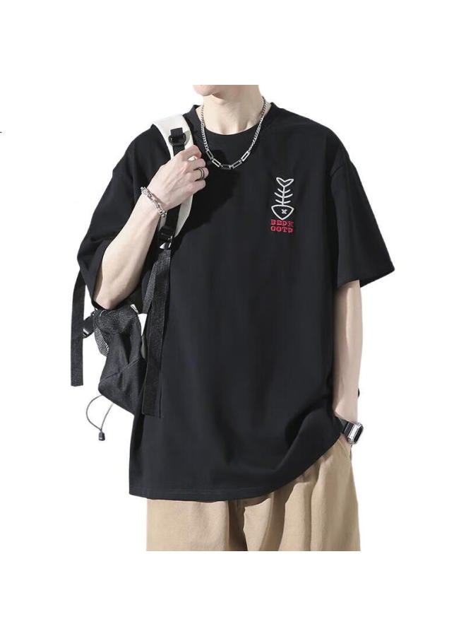 PLAYBOY Men'S Short Sleeve T-Shirt, Pure Cotton High-End Half Sleeve Summer Fashion Brand Top, Loose Fit Heavyweight Undershirt With Round Neck - Image 1