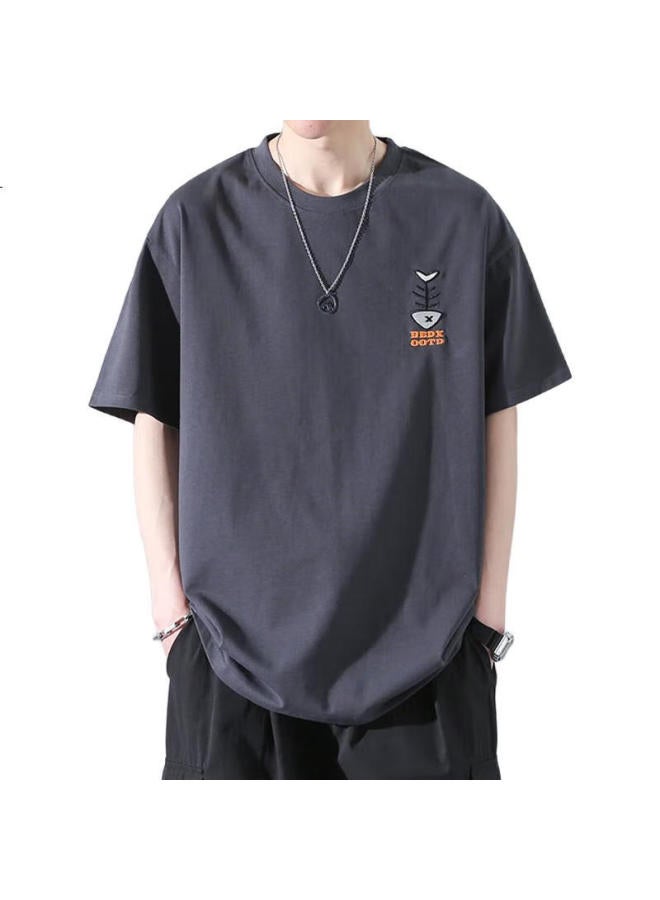 PLAYBOY Men'S Short Sleeve T-Shirt, Pure Cotton High-End Half Sleeve Summer Fashion Brand Top, Loose Fit Heavyweight Undershirt With Round Neck - Image 2