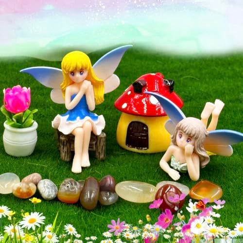 Suartus Miniature Fairy Figurines - 4Pcs Small Flower Fairies Ornaments Resin Mini Fairy Figurines Tiny Elf for DIY Fairy Garden Flower Pot Bonsai Micro Landscapes Craft Decoration Accessories - Image 3