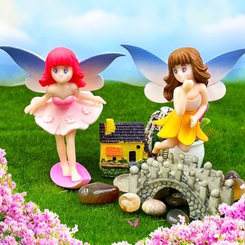 Suartus Miniature Fairy Figurines - 4Pcs Small Flower Fairies Ornaments Resin Mini Fairy Figurines Tiny Elf for DIY Fairy Garden Flower Pot Bonsai Micro Landscapes Craft Decoration Accessories - Image 2