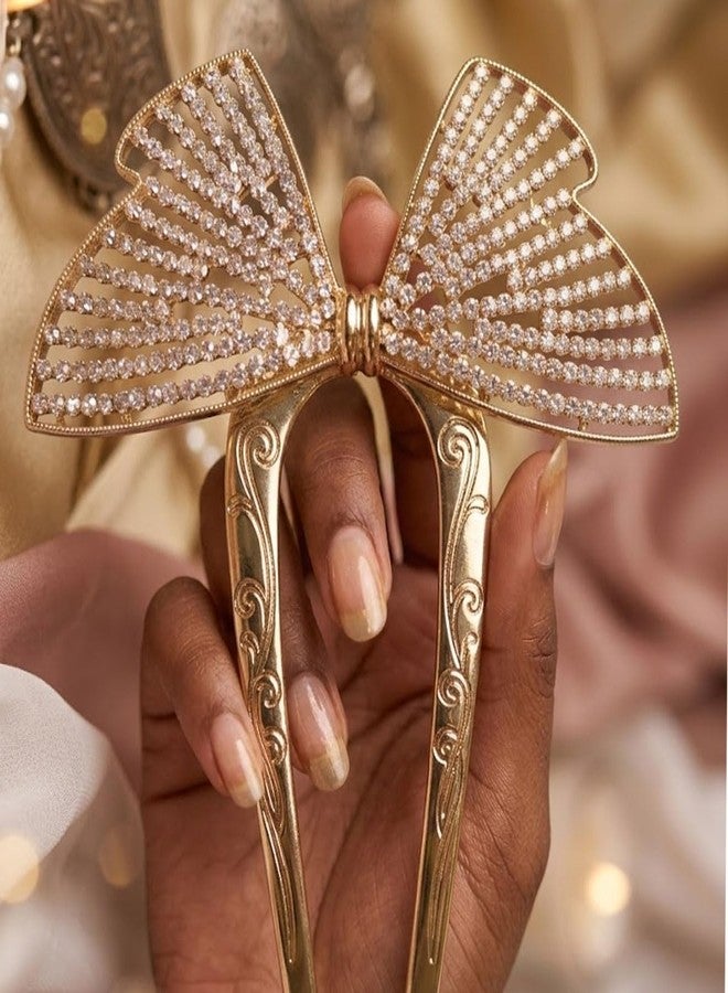 أشاكاش، قطعة واحدة من فيونكة مرصعة بأحجار الراين على شكل حرف U، دبوس شعر أنيق مرصع بأحجار الراين، إكسسوارات شعر كريستالية للحفلات - Image 3