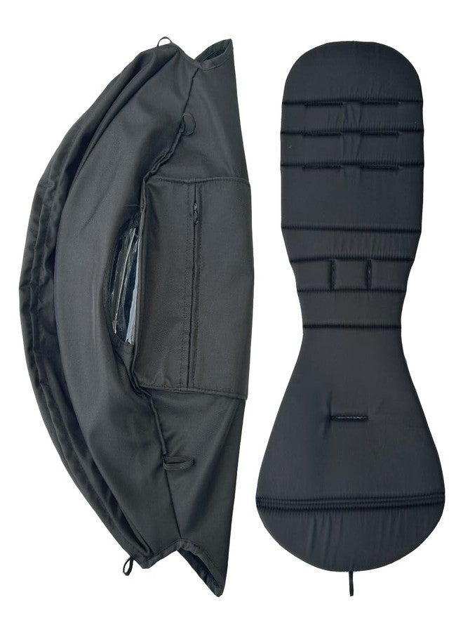 Feliliber Baby Stroller Seat Cushion and Canopy Compatible with Babyzen YOYO 2 and YOYO+, Pushchair Accessories Replacement Kit, Waterproof Double-Layer Fabric (Black) - Image 1