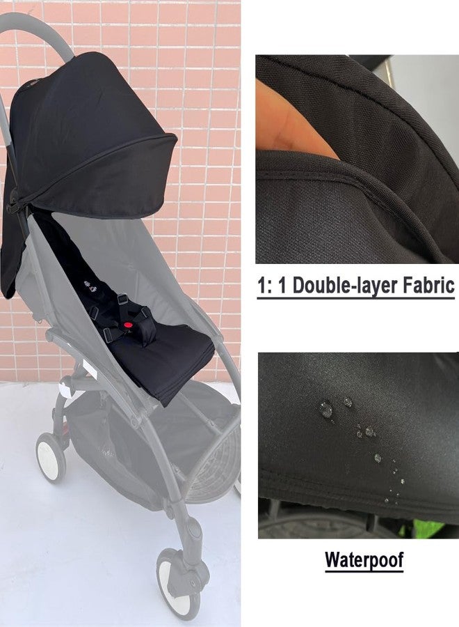 Feliliber Baby Stroller Seat Cushion and Canopy Compatible with Babyzen YOYO 2 and YOYO+, Pushchair Accessories Replacement Kit, Waterproof Double-Layer Fabric (Black) - Image 2