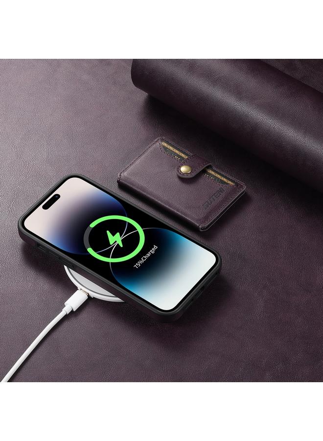Suteni Case For iPhone 13 M1 Oil Wax MagSafe Detachable Horizontal Card Bag Phone Case - Image 4