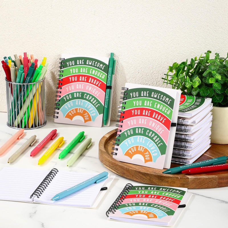 Thenshop 40 Pcs Team Employee Appreciation Gifts Bulk: 20 Mental Health Wellness Journals & 20 Self Care Pens for Women Coworker Office Staff Social Worker Healthcare Docotor Nurse (Christmas Color) - Image 5