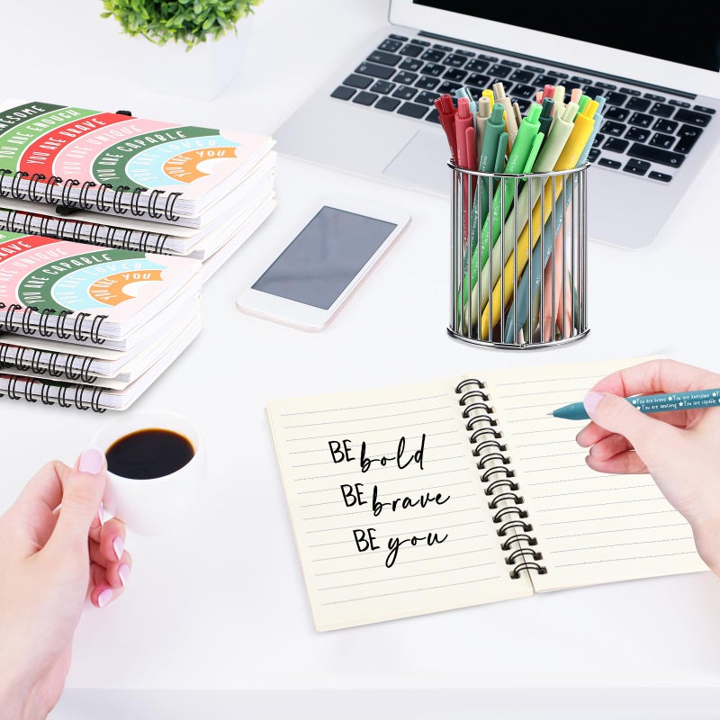Thenshop 40 Pcs Team Employee Appreciation Gifts Bulk: 20 Mental Health Wellness Journals & 20 Self Care Pens for Women Coworker Office Staff Social Worker Healthcare Docotor Nurse (Christmas Color) - Image 4