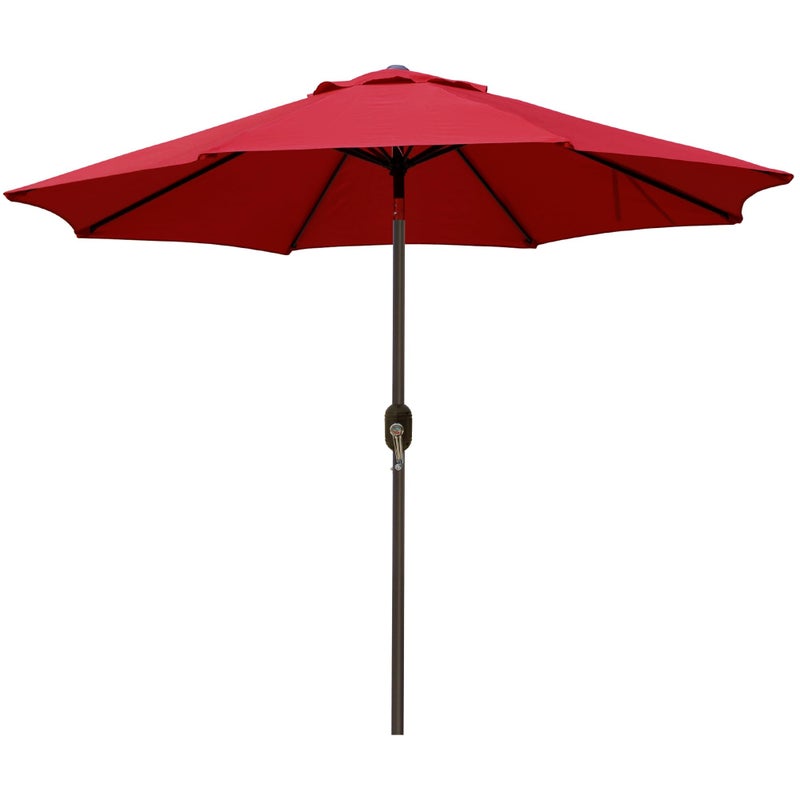 Blissun 9' Outdoor Patio Umbrella, Outdoor Table Umbrella, Yard Umbrella, Market Umbrella with 8 Sturdy Ribs, Push Button Tilt and Crank (Red) - Image 1