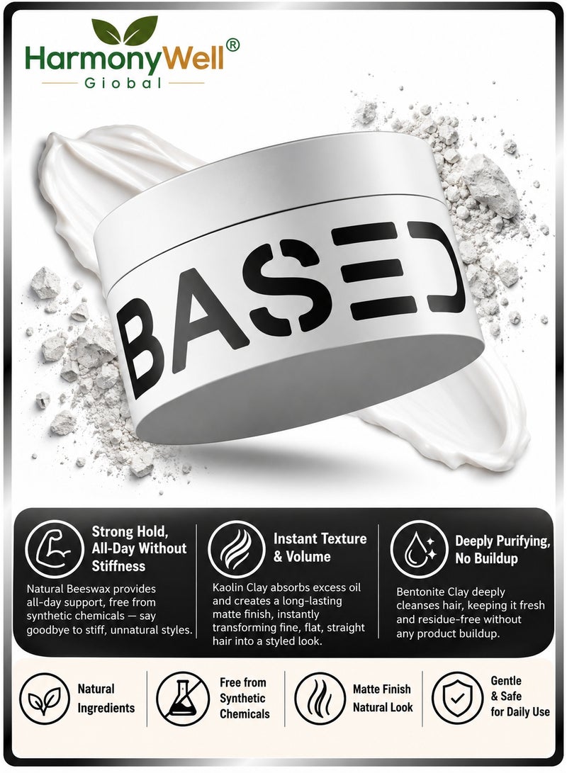 Based Hair Clay for Men, Premium Hair Clay with Strong Hold, Texturizing Finish, & Zero Shine, Styling Clay for Medium, Thick, Straight, or Wavy Hair, Santal Sandalwood Fragrance (3oz Pack of 1) - Image 1