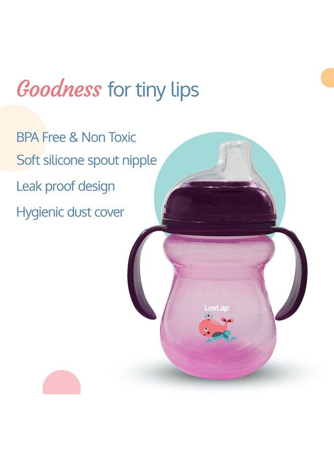 Luvlap Moby Little Spout Sipper For Infant;Toddler 240Ml Anti Spill Sippy Cup With Soft Silicone Spout Bpa Free 6M+ (Purple) - Image 3