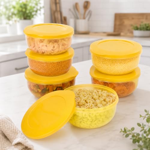 Cutting EDGE 600ml Eco-Storage Plastic Container & Organizer Set of 6 for Kitchen, Refrigerator, Lunch & Food Storage (Yellow) - Image 1