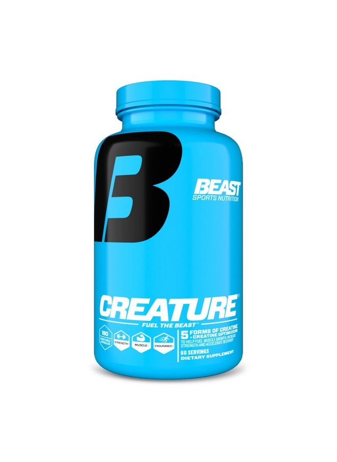 Beast Sports Nutrition - Creature 180 Vegetable Capsules 5 Forms Of Creatine + Creatine Optimizers Improve Strength Muscle Tone Endurance Recovery & Energy Production 60 Servings - Image 1
