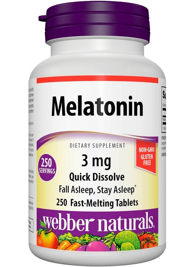 Webber Naturals Melatonin 3 mg, Easy Dissolve, 250 Tablets, 100% Drug Free Sleep Aid for Adults, Gluten Free, Non-GMO, Suitable for Vegetarians - pzsku/Z8C7283C8C81C10D46016Z/45/_/1739882196/3c09f9ef-aa38-4000-908f-54a923c3c5d0