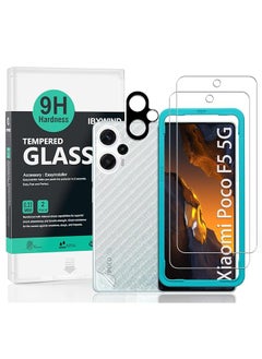 Ibywind 2 Pack Screen Protector For Xiaomi Poco F5 5G 6.67 Inch Not For Xiaomi Poco F5 Pro 5G 6.67 Inch 9H Hardness Tempered Glass With 1Pc Camera Lens Protector 1Pc Back Carbon Fiber Film  - Image 1
