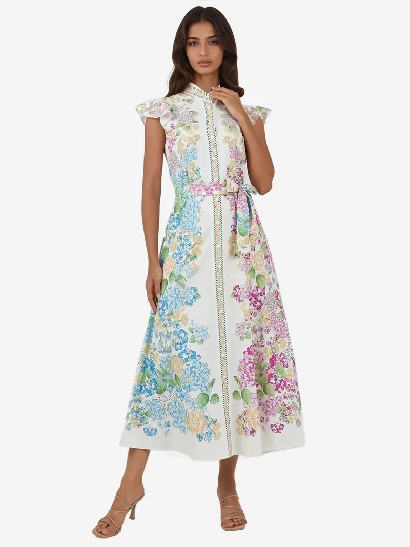 زوبعة فستان ماكسي بطبعة زهور