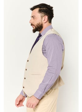 Asos Design Men Textured Sleeveless Blazer Vest, Beige  - Image 4