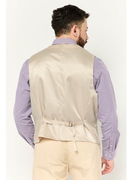 Asos Design Men Textured Sleeveless Blazer Vest, Beige  - Image 2