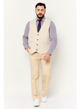 Asos Design Men Textured Sleeveless Blazer Vest, Beige  - Image 3