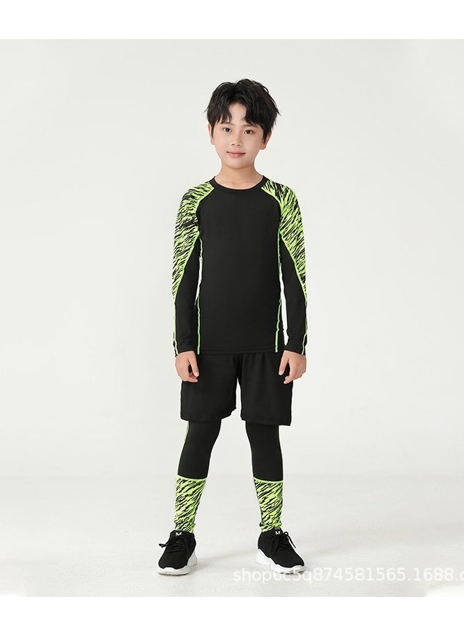 KUYING Children's High Elasticity Tight Fitting Clothing Sports Fitness Set Quick Drying Training Suit 