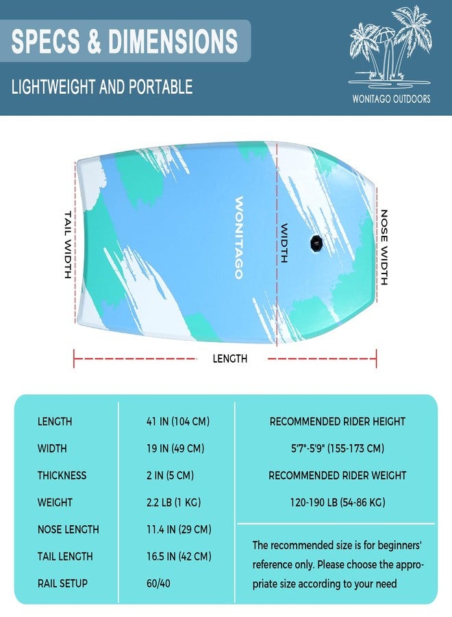 LINGVUM Bodyboard with Coiled Wrist Leash, Lightweight and Durable EPS Core Bodyboards for Beach, 41 inch, Blue - Image 4