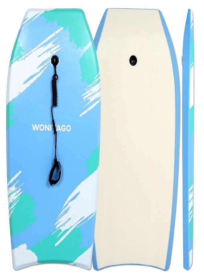 LINGVUM Bodyboard with Coiled Wrist Leash, Lightweight and Durable EPS Core Bodyboards for Beach, 41 inch, Blue - Image 1