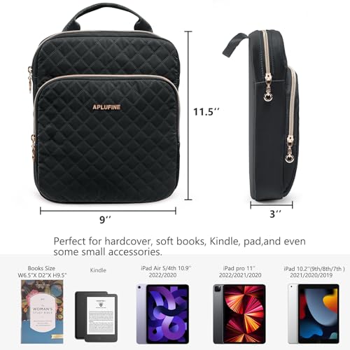 Aplufine Book Sleeve With Zipper Book Pouch, Book Protector Bag,Book Sleeve for Book Lovers, Book Cover, Book Carrying Case for Book Accessories, Study Suppliers, Black - Image 2