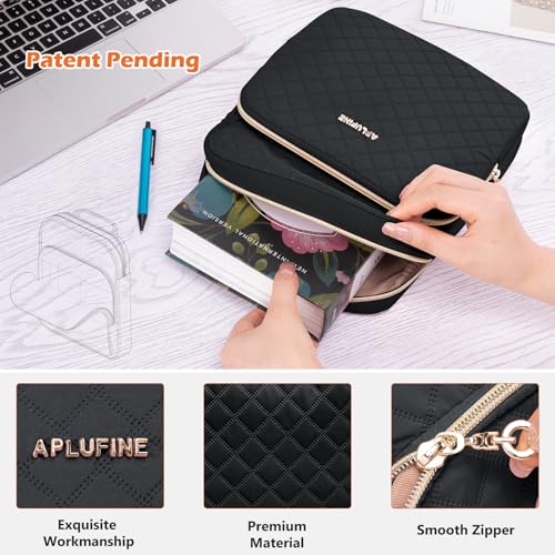 Aplufine Book Sleeve With Zipper Book Pouch, Book Protector Bag,Book Sleeve for Book Lovers, Book Cover, Book Carrying Case for Book Accessories, Study Suppliers, Black - Image 5