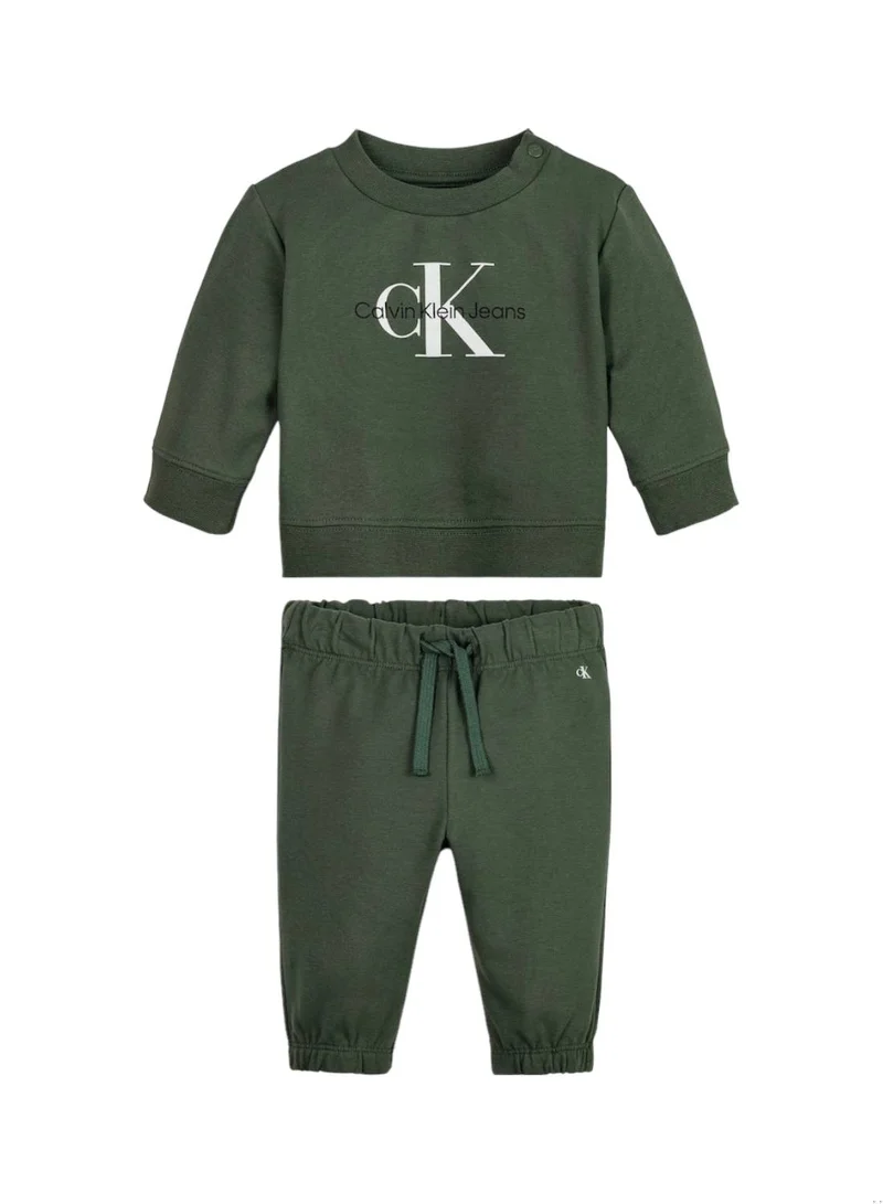 Calvin Klein Jeans Baby's Logo Terry Tracksuit Set, Cotton - Green