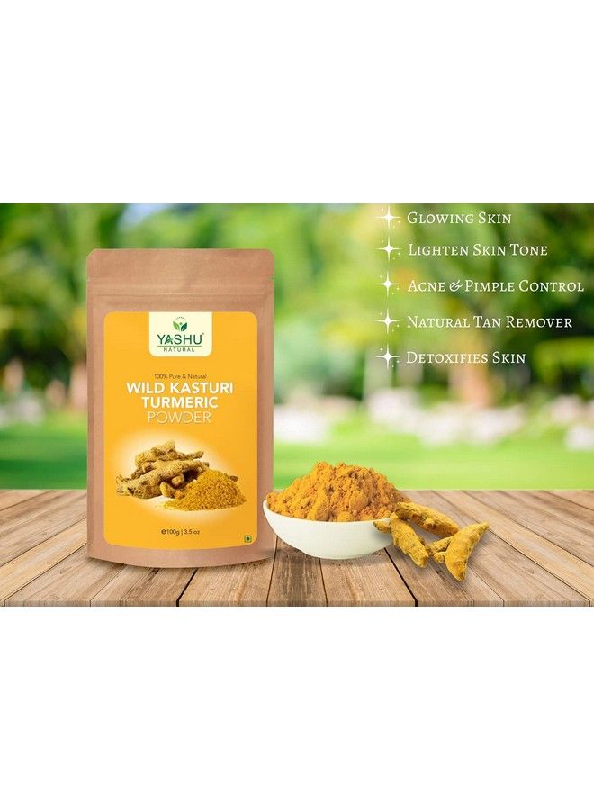 YASHU بتلات الورد الطبيعية النقية ومسحوق الكركم كاستوري هالدي لتفتيح البشرة وإزالة التصبغات (200 جرام) - Image 4