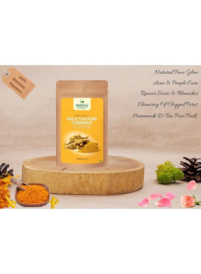 YASHU بتلات الورد الطبيعية النقية ومسحوق الكركم كاستوري هالدي لتفتيح البشرة وإزالة التصبغات (200 جرام) - Image 3