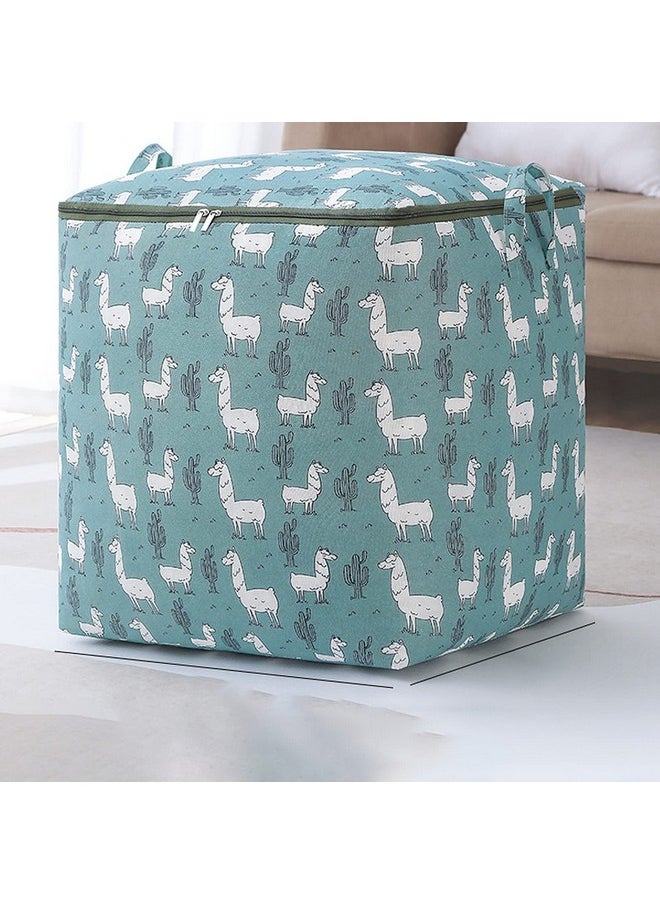 wolpin wolpin Large Size Quilt Storage Bag Underbed with Zip Closure & Handle | Moisture-proof, Foldable, Waterproof | Clothes Blankets Storage Organiser Alpaca - 100 Litres, Green, Oxford Fabric  - Image 1