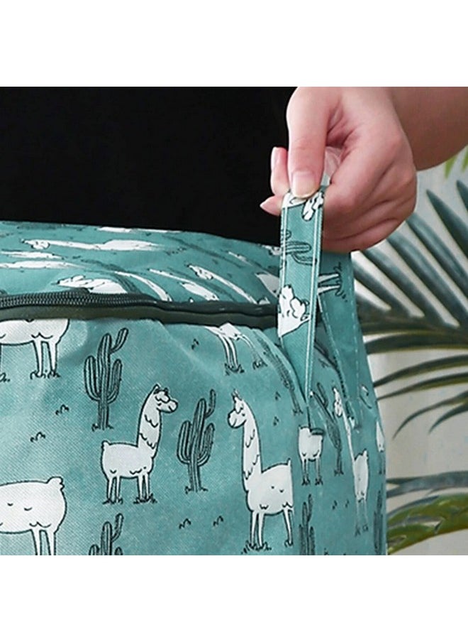 wolpin wolpin Large Size Quilt Storage Bag Underbed with Zip Closure & Handle | Moisture-proof, Foldable, Waterproof | Clothes Blankets Storage Organiser Alpaca - 100 Litres, Green, Oxford Fabric  - Image 3