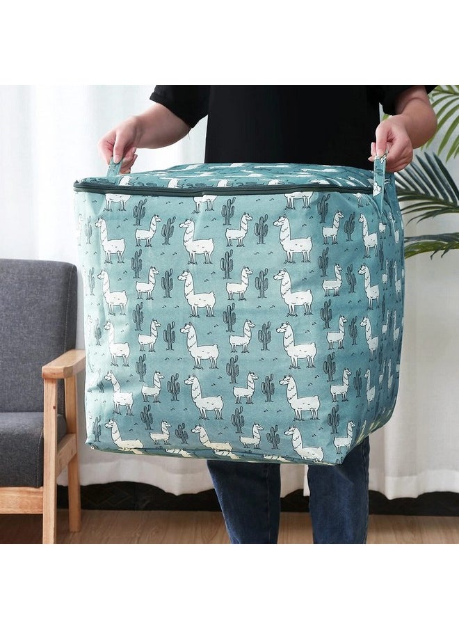 wolpin wolpin Large Size Quilt Storage Bag Underbed with Zip Closure & Handle | Moisture-proof, Foldable, Waterproof | Clothes Blankets Storage Organiser Alpaca - 100 Litres, Green, Oxford Fabric  - Image 4