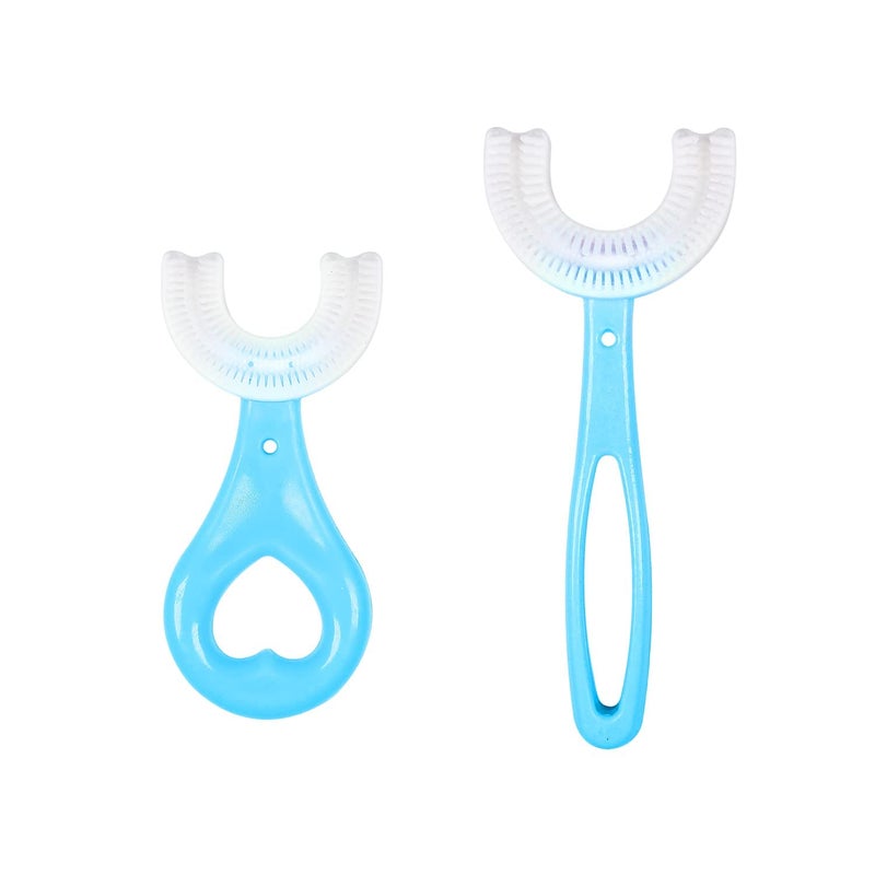MARMIX 2 Pack U-Shaped Manual Toothbrush Kids, Food Grade Soft Silicone Brush Head, 360° Oral Teeth Cleaning Design For Toddlers And Children For 6-12 Years Mouth-Cleaning (Multicolor) - Image 1