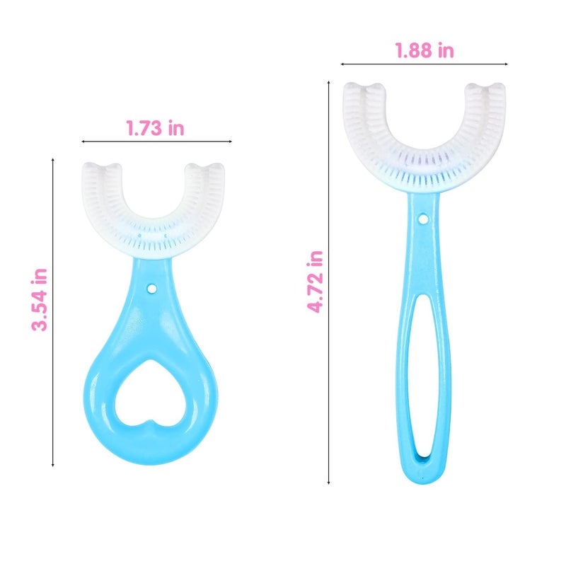 MARMIX 2 Pack U-Shaped Manual Toothbrush Kids, Food Grade Soft Silicone Brush Head, 360° Oral Teeth Cleaning Design For Toddlers And Children For 6-12 Years Mouth-Cleaning (Multicolor) - Image 2
