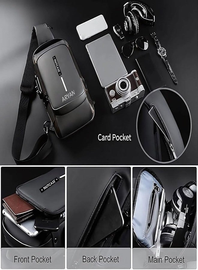 Nutcase Personalized Crossbody Bag for Men | Sling Bag Side Backpack with USB Charging & Anti-Theft Lock - Image 5
