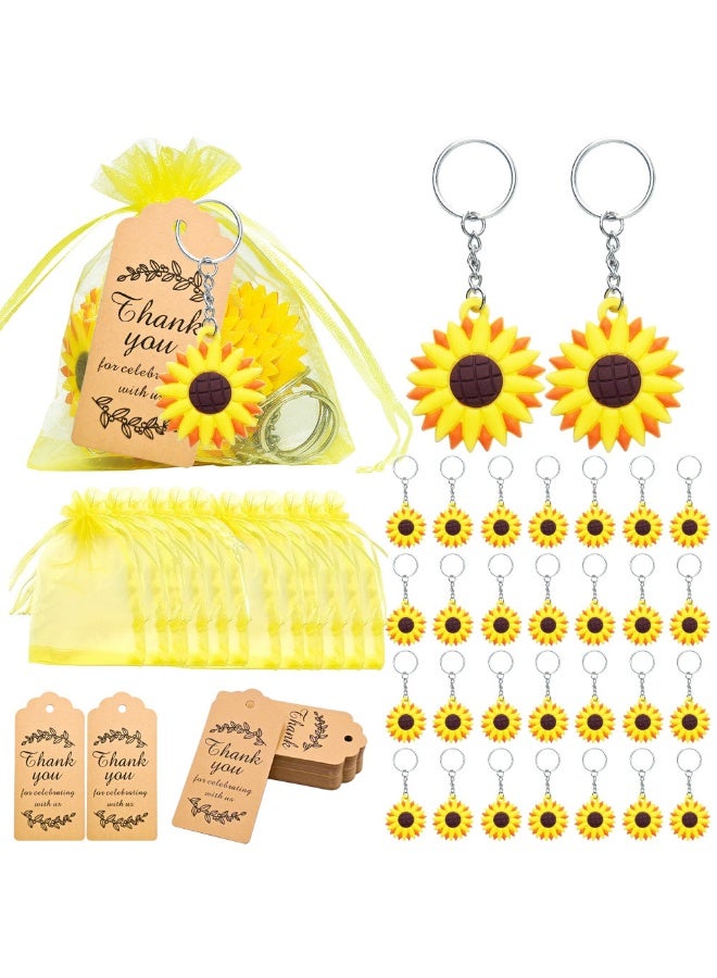 JAYATO 90 pcs Sunflower keychains, bags, pendants Party Favors for 30 Guests, Party Gift Bags Key Chain and stickers party supplies for Mother's Day, Birthday, Guests, Commemoration, Baptism, Thank-you gifts Decoration - Image 1