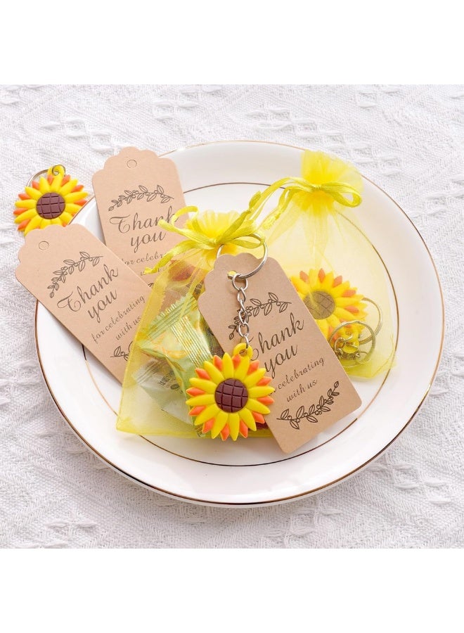 JAYATO 90 pcs Sunflower keychains, bags, pendants Party Favors for 30 Guests, Party Gift Bags Key Chain and stickers party supplies for Mother's Day, Birthday, Guests, Commemoration, Baptism, Thank-you gifts Decoration - Image 2
